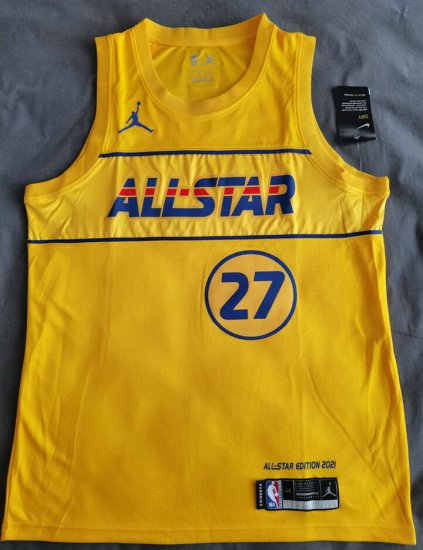 27 Gobert 2021 All star game jersey yellow